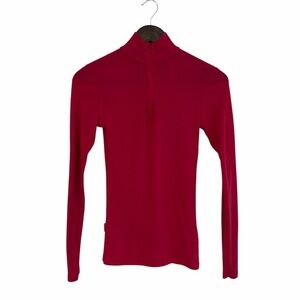 Redram merino wool everyday thermal long sleeve top small layer quarter zip pink